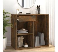 ""Solde d'automne""Cabinet à couloir/Salon/chambre - RUIGOU - Armoire cosmétique Chêne fumé 80x40x75cm Bois d'ingénierie LEM23584