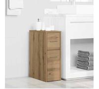 ""Solde d'automne""Colonne de rangement - RUIGOU - Armoire de salle de bain ,étroite avec roulettes chêne artisanal LEM20160