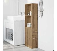 ""Solde d'automne""Colonne de rangement - RUIGOU - Armoire de salle de bain ,étroite avec roulettes chêne artisanal LEM70128