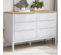 ""Solde d'automne""Commode - RUIGOU - Armoire de rangement pour salon/chambre, FLORO blanc bois de pin massif LEM83554