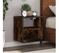 ""Solde d'automne""Table de chevet murale - RUIGOU - Design suspendue,Meuble de rangement Chêne fumé 40x31x39,5cm LEM38842