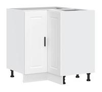 (SOLDE d'été)Armoire d'angle de cuisine Porto - Pieds réglable - blanc bois d'ingénierie Aspect élégant*4139