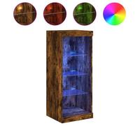 SOLDE D'HIVER®Buffet Bahut KENNETH - avec lumières LED - Meuble de rangement chêne fumé 41x37x100cm - 969161