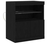 SOLDE D'HIVER®Buffet Bahut KENNETH - LED - Meuble de rangement Noir 60,5x37x67cm - Bois d'ingénierie - 833504
