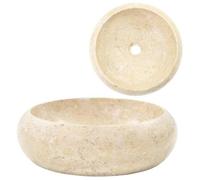 ""SOLDES 2025"" Lavabo de bain - VIDAXL - Vasque à poser - 40x12 cm Marbre Crème #64