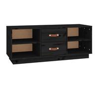 {Soldes d’été} - Noir - Cabinet TV - Noir 100 x 34 x 40 cm - bois de pin massif - Table de Télévision EU535026404