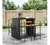 ""SOLDES d'Automne""Lot de 4 Tabourets de bar - Tabourets Hauts pour Bar-Cuisine - noir résine tressée et bois d'acacia - 40x44x100cm