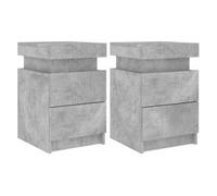 ""SOLDES d'Automne""Tables de chevet avec lumières LED 2 pcs,Meuble De Chambre - Commode gris béton 35x39x55 cm - HOMEFR7852