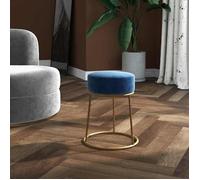""SOLDES d'Automne""Tabouret - Petit Fauteuil Salon pour chambre - rond Bleu Velours - 30x38cm 919