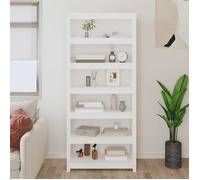 (SOLDES DEC)Bibliothèque - vidaXL - Meuble Étagère - support livres - Blanc 80x35x183 cm Bois de pin massif 01_7959198