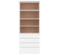 (SOLDES DEC)Bibliothèque - vidaXL - Meuble Étagère - support livres - tiroirs ALTA blanc 77x35x186,5cm bois massif pin 01_1244343