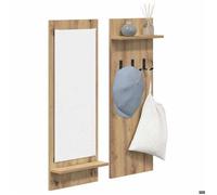(SOLDES DEC)Porte-manteau mural - VIDAXL - Meuble d'entrée avec miroir Chêne artisanal 70x10x90 cm 01_8696663
