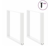(SOLDES DEC)Support DE Meuble - vidaXL - Structure robuste - Pieds de table à manger en U 2 pièces Blanc 90x(72-73) cm Acier 01_5065