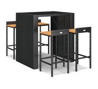 Soldes D'été* Mobilier d'extérieur/ Ensemble de bar jardin - 5 pcs - noir poly rotin/bois massif acacia - Anti corrosion FR5025268