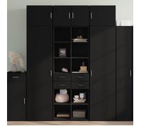 (Soldes d'hiver)Buffet haut - CLARENCE - Commode/Buffet de cuisine, noir 70x42,5x185 cm - Bois d'ingénierie RUI5553