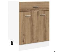 ""Soldes Flottants""Armoire à tiroirs 1 PCS - Cabinet/Meuble bas de cuisine - ""Lyon"" Chêne artisanal 60x46x81,5cm Bois d'ingénierie 62