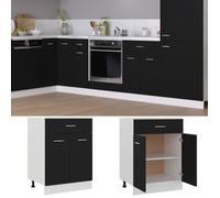 ""Soldes Flottants""Armoire à tiroirs 1 PCS - Cabinet/Meuble bas de cuisine - ""Lyon"" Noir 60x46x81,5cm Bois d'ingénierie 6950395