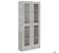 ""Soldes Flottants""Bibliothèque à vitrine（1 PC) - Cabinet de Livre/Meuble Étagère - Gris béton 82,5x30,5x185,5 cm Bois ingénierie - 2