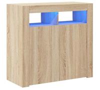 ""Soldes Flottants""Buffet avec lumières LED - SHIELD - grand stockage - Buffet de salon/commode en bois - chêne sonoma 80x35x75cm 661