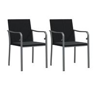 (SOLDES JUILLET)Chaises de jardin avec coussins 2 PCS - UU - Scandinave Fauteuil salon - noir 56x59x84 cm rotin FR1364094
