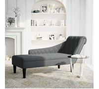 (SOLDES JUILLET)Fauteuil long - UU - Chaise de Canapé de Loisirs - avec coussin et accoudoir droit gris foncé tissu FR14009844