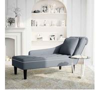 (SOLDES JUILLET)Fauteuil long - UU - Chaise de Canapé de Loisirs - et coussin et accoudoir droit gris foncé velours FR14009773