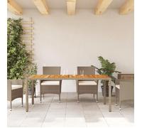 ""Soldes Moment""Table de repas(1 pc) - YUYUE - Table de jardin - Montage Facile - beige 190x90x75cm résine tressée bois d'acacia M0_6