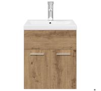 ""Soldes Printemps"" Armoire lavabo - SOLOMOON - MEUBLE WC - avec bassin et robinet intégrés chêne artisanal SSS2211