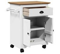 ""Soldes Printemps"" Chariot de cuisine - BURKE - Desserte cuisine - BODO blanc et marron 72x45x80 cm DD119