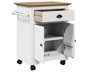 ""Soldes Printemps"" Chariot de cuisine - BURKE - Desserte cuisine - BODO blanc et marron 72x45x80 cm DD119
