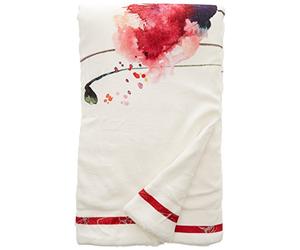 Soleil d'ocre 512226 Coquelicot Plaid Polaire imprimé/Sherpa Polyester Blanc 130 x 150 x 1 cm