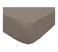 Soleil d'Ocre 612829 Drap Housse Coton 57 Fils Uni Taupe/Ecru 140 x 200 cm