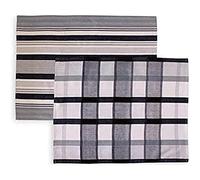 Soleil d'Ocre 712027 Paella Lot de 2 Torchons Jacquard Coton Noir 50 x 70 cm