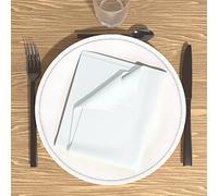 Soleil d'ocre, Alix Lot de 3 Serviettes de Table, Polyester, Blanc, 40x40 cm