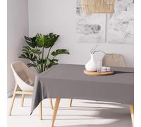 Soleil d'ocre, Alix Nappe rectangle anti-tâches, Polyester, Gris, 160x270 cm