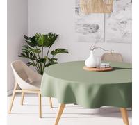 Soleil d'ocre, Alix Nappe Ronde Anti-tâches, Polyester, Kaki, Diamètre 180 cm