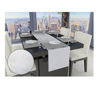 SOLEIL D'OCRE Chemin de table BELLA - 40x140cm - Polyester Blanc