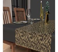 Soleil d'ocre, Chemin de Table Festif imprimé 40X180 cm Gold Noir