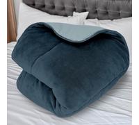 Soleil d'ocre, Couette doublée Polaire Microfibre 140x200 cm Bicolore Bleu Ciel et Marine