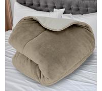 Soleil d'ocre, Couette doublée Polaire Microfibre 140x200 cm Bicolore Ivoire et Sable