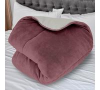 Soleil d'ocre, Couette doublée Polaire Microfibre 140x200 cm Bicolore Vieux Rose et Ivoire