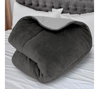 Soleil d'ocre, Couette doublée Polaire Microfibre 240x260 cm Bicolore Gris et Anthracite
