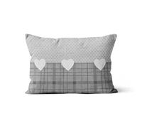 Soleil d'ocre, Coussin déhoussable Pur Coton 32x50 cm Love Gris