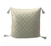 Soleil d'ocre, Coussin Festif en Pur Coton 40x40 cm Celeste Argent