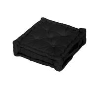 Coussin Tapissier En Coton 50x50x10 Cm Panama Noir, Par Soleil D'ocre