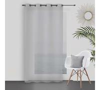 Soleil d'ocre, Dolly Voile à œillets, Polyester, Gris Clair, 140x250 cm