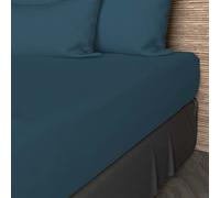 Drap housse en coton 57 fils 140x190 cm UNI bleu canard, par Soleil d'ocre