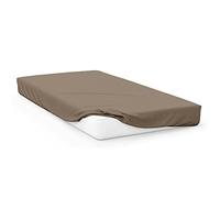 Drap Housse Uni En Coton 160x200 Cm Jersey Taupe, Par Soleil D'ocre