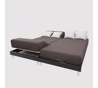 Drap housse TPR en coton 57 fils 2x70x190 cm UNI brun, par Soleil d'Ocre