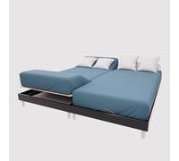 Drap housse TPR en coton 57 fils 2x80x200 cm UNI bleu canard, par Soleil d'Ocre